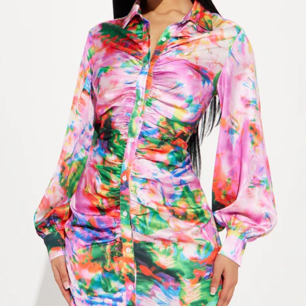 Fashion Nova Multicolor Abstract Mini Dress